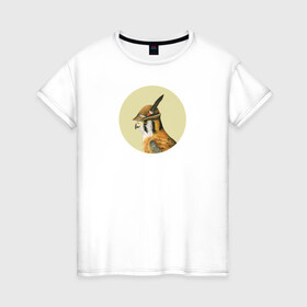 Женская футболка хлопок с принтом Американская пустельга в Тюмени, 100% хлопок | прямой крой, круглый вырез горловины, длина до линии бедер, слегка спущенное плечо | анималистика | графика | пастель | птица | птицы | птицы в шляпах | пустельга | рисунок | тирольская шляпа