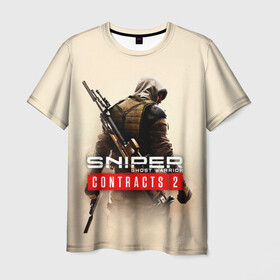 Мужская футболка 3D с принтом Sniper Ghost Warrior Contracts в Тюмени, 100% полиэфир | прямой крой, круглый вырез горловины, длина до линии бедер | ближный восток | игра | ликвидация | оружие | снайпер | цель | шутер