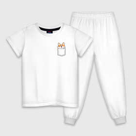 Детская пижама хлопок с принтом Корги в кармашке в Тюмени, 100% хлопок |  брюки и футболка прямого кроя, без карманов, на брюках мягкая резинка на поясе и по низу штанин
 | вельш корги | звери | корги | собаки