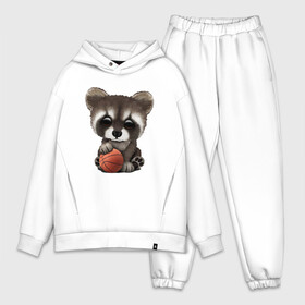 Мужской костюм хлопок OVERSIZE с принтом Енот   Баскетбол в Тюмени,  |  | basketball | game | nba | racoon | sport | streetball | баскетбол | баскетболист | енот | животные | игра | игрок | мяч | нба | спорт | стритбол | тренер