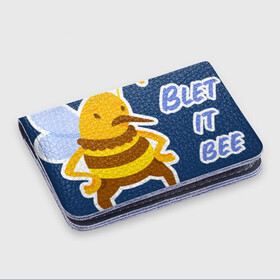 Картхолдер с принтом с принтом Пчела Blet it bee в Тюмени, натуральная матовая кожа | размер 7,3 х 10 см; кардхолдер имеет 4 кармана для карт; | blet it bee | let it be | пчела | так блэт