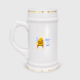 Кружка пивная с принтом Пчела Blet it bee в Тюмени,  керамика (Материал выдерживает высокую температуру, стоит избегать резкого перепада температур) |  объем 630 мл | blet it bee | let it be | пчела | так блэт