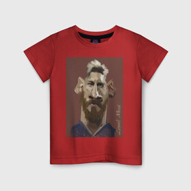 Детская футболка хлопок с принтом Messi в Тюмени, 100% хлопок | круглый вырез горловины, полуприлегающий силуэт, длина до линии бедер | barcelona | football | forward | messi | star | барселона | звезда | месси | нападающий | футбол
