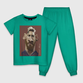 Детская пижама хлопок с принтом Messi в Тюмени, 100% хлопок |  брюки и футболка прямого кроя, без карманов, на брюках мягкая резинка на поясе и по низу штанин
 | Тематика изображения на принте: barcelona | football | forward | messi | star | барселона | звезда | месси | нападающий | футбол