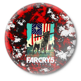 Значок с принтом farcry5 в Тюмени,  металл | круглая форма, металлическая застежка в виде булавки | doge | farcry | fc 5 | fc5 | фар край