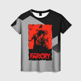 Женская футболка 3D с принтом FARCRY в Тюмени, 100% полиэфир ( синтетическое хлопкоподобное полотно) | прямой крой, круглый вырез горловины, длина до линии бедер | farcry | fc 5 | fc5 | фар край
