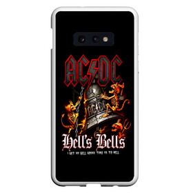 Чехол для Samsung S10E с принтом AC DC Hells Bells в Тюмени, Силикон | Область печати: задняя сторона чехла, без боковых панелей | ac dc | acdc | back in black | columbia | epic | force | guitar | pop | rock | vevo | ангус | ангус янг | ас дс | асдс | блюз | бон скотт | брайан джонсон | дэйв эванс | клифф уильямс | крис слейд | малькольм янг | рок | стиви янг | фил радд