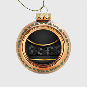 Стеклянный ёлочный шар с принтом 3D ТЕМНАЯ БРОНЯ С ЗОЛОТОМ в Тюмени, Стекло | Диаметр: 80 мм | luxury | versace | абстракция | броня | золото | паттерн | плитки | текстуры | узоры