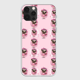 Чехол для iPhone 12 Pro с принтом Милая собачка в Тюмени, силикон | область печати: задняя сторона чехла, без боковых панелей | пес | песик | собака | собачка | цветочек | щенок | щеночек