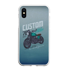 Чехол для iPhone XS Max матовый с принтом Custom Bike в Тюмени, Силикон | Область печати: задняя сторона чехла, без боковых панелей | Тематика изображения на принте: bike | custom | байк | байкер | кастом | мото | мотокросс | мотоцикл | скорость