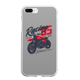 Чехол для iPhone 7Plus/8 Plus матовый с принтом Racing 85 в Тюмени, Силикон | Область печати: задняя сторона чехла, без боковых панелей | Тематика изображения на принте: bike | custom | байк | байкер | кастом | мото | мотокросс | мотоцикл | скорость