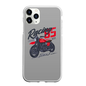 Чехол для iPhone 11 Pro матовый с принтом Racing 85 в Тюмени, Силикон |  | Тематика изображения на принте: bike | custom | байк | байкер | кастом | мото | мотокросс | мотоцикл | скорость