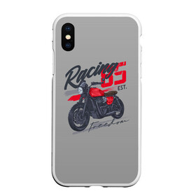 Чехол для iPhone XS Max матовый с принтом Racing 85 в Тюмени, Силикон | Область печати: задняя сторона чехла, без боковых панелей | Тематика изображения на принте: bike | custom | байк | байкер | кастом | мото | мотокросс | мотоцикл | скорость