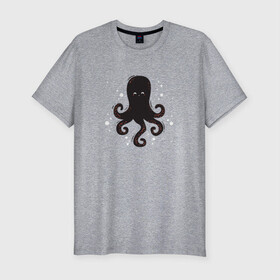 Мужская футболка хлопок Slim с принтом Осьминог каваи в Тюмени, 92% хлопок, 8% лайкра | приталенный силуэт, круглый вырез ворота, длина до линии бедра, короткий рукав | cute | octopus | милый | морское | осьминог | осьминожка | паттерн | тентакли | щупальца