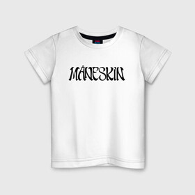 Детская футболка хлопок с принтом Maneskin в Тюмени, 100% хлопок | круглый вырез горловины, полуприлегающий силуэт, длина до линии бедер | Тематика изображения на принте: maneskin | евровидение 2021 | манескин | монскин