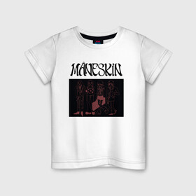 Детская футболка хлопок с принтом Maneskin в Тюмени, 100% хлопок | круглый вырез горловины, полуприлегающий силуэт, длина до линии бедер | maneskin | manskin | monskin | манескин | монскин