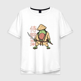 Мужская футболка хлопок Oversize с принтом Винтажный Авокадо Самурай в Тюмени, 100% хлопок | свободный крой, круглый ворот, “спинка” длиннее передней части | Тематика изображения на принте: art | avocado | cyberpunk samurai | kanji | ninja | oni | retro | ronin | samurai | shogun | vintage | арт | гуакамоле | иероглифы | кандзи | киберпанк самурай | мерч | путь воина | ретро | ронин | сёгун | токио | харакири | черный самурай | япо