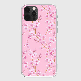 Чехол для iPhone 12 Pro с принтом Цветущая розовая вишня в Тюмени, силикон | область печати: задняя сторона чехла, без боковых панелей | cherry blossom | sakura | азия | весна | ветки | вишня | для девушки | женский | милый | нежный | природа | розовый | сакура | цветение | цветочный принт | цветущая вишня | цветущие ветки | цветущий миндаль