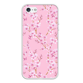 Чехол для iPhone 5/5S матовый с принтом Цветущая розовая вишня в Тюмени, Силикон | Область печати: задняя сторона чехла, без боковых панелей | cherry blossom | sakura | азия | весна | ветки | вишня | для девушки | женский | милый | нежный | природа | розовый | сакура | цветение | цветочный принт | цветущая вишня | цветущие ветки | цветущий миндаль