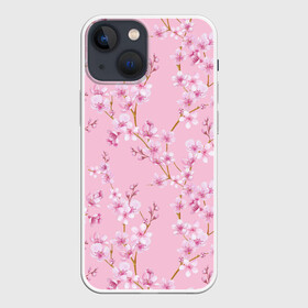 Чехол для iPhone 13 mini с принтом Цветущая розовая вишня в Тюмени,  |  | cherry blossom | sakura | азия | весна | ветки | вишня | для девушки | женский | милый | нежный | природа | розовый | сакура | цветение | цветочный принт | цветущая вишня | цветущие ветки | цветущий миндаль