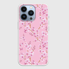 Чехол для iPhone 13 Pro с принтом Цветущая розовая вишня в Тюмени,  |  | cherry blossom | sakura | азия | весна | ветки | вишня | для девушки | женский | милый | нежный | природа | розовый | сакура | цветение | цветочный принт | цветущая вишня | цветущие ветки | цветущий миндаль