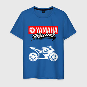 Мужская футболка хлопок с принтом YAMAHA / ЯМАХА / RACING в Тюмени, 100% хлопок | прямой крой, круглый вырез горловины, длина до линии бедер, слегка спущенное плечо. | motorcycle | yamaha | yzf r6. | байк | байкер | мотоспорт | мототехника | мотоцикл | мотоциклист | скутер | ямаха
