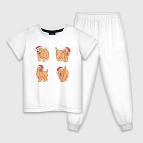 Детская пижама хлопок с принтом Рождественский пес в Тюмени, 100% хлопок |  брюки и футболка прямого кроя, без карманов, на брюках мягкая резинка на поясе и по низу штанин
 | Тематика изображения на принте: лабрадор | праздник | рождество | собака | щенок