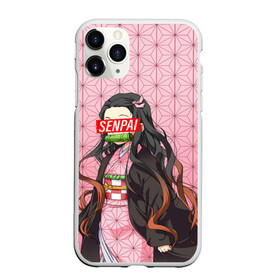 Чехол для iPhone 11 Pro матовый с принтом SENPAI NEZUKO | НЕЗУКО ПАТТЕРН в Тюмени, Силикон |  | anime | demon slayer | kimetsu no yaiba | senpai | аниме | бесконечный поезд | зеницу | иноске | иноске хашибира | клинок | клинок рассекающий демонов | манга | недзуко | незука | незуко | нэзуко | рассекающий демонов