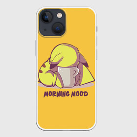 Чехол для iPhone 13 mini с принтом Pikachu morning mood в Тюмени,  |  | morning | pikachu | pokemon | кофе | настроение | пикачу | покемон | утро