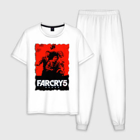 Мужская пижама хлопок с принтом FARCRY  | ФАРКРАЙ  в Тюмени, 100% хлопок | брюки и футболка прямого кроя, без карманов, на брюках мягкая резинка на поясе и по низу штанин
 | farcry | fc 5 | fc5 | фар край