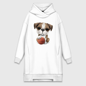 Платье-худи хлопок с принтом Бульдог   Баскетбол в Тюмени,  |  | basketball | dog | game | nba | sport | streetball | баскетбол | баскетболист | бульдог | игра | игрок | мяч | нба | пёс | собака | спорт | стритбол | тренер