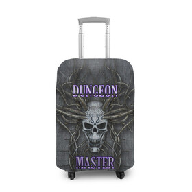 Чехол для чемодана 3D с принтом DM Dungeon Master SKULL в Тюмени, 86% полиэфир, 14% спандекс | двустороннее нанесение принта, прорези для ручек и колес | dd | dm | dungeon master | dungeons and dragons | skull | днд | мастер подземелий | подземелья и драконы