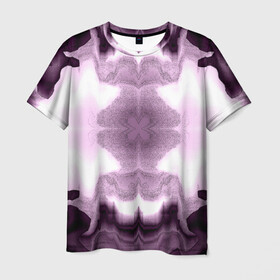 Мужская футболка 3D с принтом Искаженный абстрактный узор в Тюмени, 100% полиэфир | прямой крой, круглый вырез горловины, длина до линии бедер | Тематика изображения на принте: абстракт | искажение | панк | симметричный | странный | фиолетовый