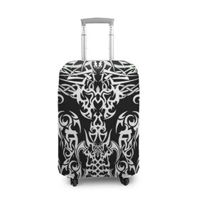 Чехол для чемодана 3D с принтом ТАТУ ЧЕРНО БЕЛОЕ УЗОР в Тюмени, 86% полиэфир, 14% спандекс | двустороннее нанесение принта, прорези для ручек и колес | готы | рок | тату | трайбл | узор | черно белое