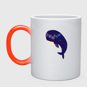 Кружка хамелеон с принтом Кит в Тюмени, керамика | меняет цвет при нагревании, емкость 330 мл | whale | белый кит | кит | киты | морские | паттерн | синий кит