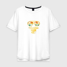 Мужская футболка хлопок Oversize с принтом режим отдыха включен в Тюмени, 100% хлопок | свободный крой, круглый ворот, “спинка” длиннее передней части | Тематика изображения на принте: лето | отдых | отпуск | очки | пляж | солнце