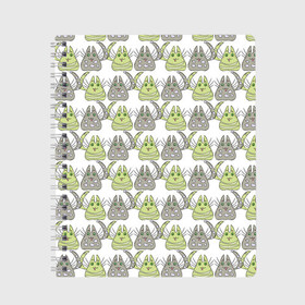 Тетрадь с принтом Кавайские котики в Тюмени, 100% бумага | 48 листов, плотность листов — 60 г/м2, плотность картонной обложки — 250 г/м2. Листы скреплены сбоку удобной пружинной спиралью. Уголки страниц и обложки скругленные. Цвет линий — светло-серый
 | Тематика изображения на принте: животные | кот | милые | патерн | японские