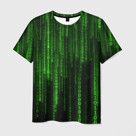 Мужская футболка 3D с принтом Двоичный код в Тюмени, 100% полиэфир | прямой крой, круглый вырез горловины, длина до линии бедер | Тематика изображения на принте: код | матрица | ошибки | хакер | цифры