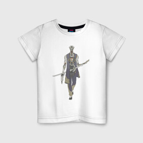 Детская футболка хлопок с принтом Робот воин в Тюмени, 100% хлопок | круглый вырез горловины, полуприлегающий силуэт, длина до линии бедер | арт | воин | демон | ёкай | катана | китай | рисунок | робот | рога | самурай | стимпанк | япония