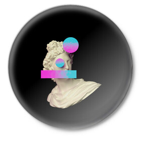 Значок с принтом Статуя Греческая в Тюмени,  металл | круглая форма, металлическая застежка в виде булавки | аполлоны | афродита | девушка | искусство | камень | керамика | мрамор