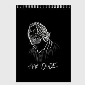 Скетчбук с принтом THE DUDE (Большой Лебовски) в Тюмени, 100% бумага
 | 48 листов, плотность листов — 100 г/м2, плотность картонной обложки — 250 г/м2. Листы скреплены сверху удобной пружинной спиралью | Тематика изображения на принте: abide | big | dude | jeff | lebowski | the | большой | лебовски | фильм | чувак