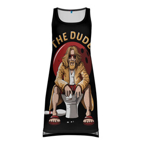 Платье-майка 3D с принтом THE DUDE (Big Lebowski) в Тюмени, 100% полиэстер | полуприлегающий силуэт, широкие бретели, круглый вырез горловины, удлиненный подол сзади. | abide | big | dude | jeff | lebowski | the | большой | лебовски | фильм | чувак