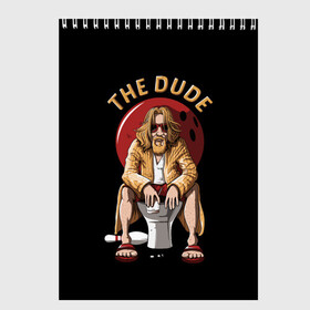 Скетчбук с принтом THE DUDE (Big Lebowski) в Тюмени, 100% бумага
 | 48 листов, плотность листов — 100 г/м2, плотность картонной обложки — 250 г/м2. Листы скреплены сверху удобной пружинной спиралью | abide | big | dude | jeff | lebowski | the | большой | лебовски | фильм | чувак