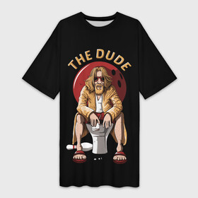 Платье-футболка 3D с принтом THE DUDE (Big Lebowski) в Тюмени,  |  | abide | big | dude | jeff | lebowski | the | большой | лебовски | фильм | чувак