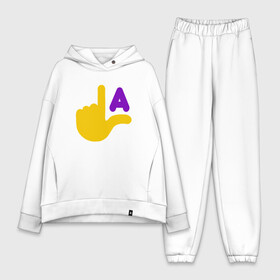 Женский костюм хлопок Oversize с принтом LA Lakers в Тюмени,  |  | basketball | bryant | game | james | kobe | lakers | lebron | los angeles | nba | sport | streetball | баскетбол | баскетболист | брайант | джеймс | игра | игрок | коби | леброн | лейкерс | лос анджелес | мяч | нба | спорт | стритбол