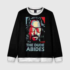 Детский свитшот 3D с принтом The Dude Abides (Лебовски) в Тюмени, 100% полиэстер | свободная посадка, прямой крой, мягкая тканевая резинка на рукавах и понизу свитшота | abide | big | dude | jeff | lebowski | the | большой | лебовски | фильм | чувак