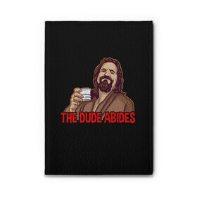 Обложка для автодокументов с принтом The Dude Abides (Lebowski) в Тюмени, натуральная кожа |  размер 19,9*13 см; внутри 4 больших “конверта” для документов и один маленький отдел — туда идеально встанут права | Тематика изображения на принте: abide | big | dude | jeff | lebowski | the | большой | лебовски | фильм | чувак