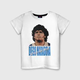 Детская футболка хлопок с принтом Мы помним Диего! в Тюмени, 100% хлопок | круглый вырез горловины, полуприлегающий силуэт, длина до линии бедер | argentina | celebrity | diego maradona | football | forward | star | аргентина | диего марадона | звезда | знаменитость | форвард | футбол