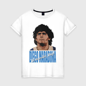 Женская футболка хлопок с принтом Мы помним Диего! в Тюмени, 100% хлопок | прямой крой, круглый вырез горловины, длина до линии бедер, слегка спущенное плечо | argentina | celebrity | diego maradona | football | forward | star | аргентина | диего марадона | звезда | знаменитость | форвард | футбол