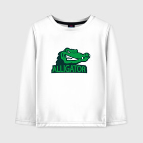 Детский лонгслив хлопок с принтом Аллигатор в Тюмени, 100% хлопок | круглый вырез горловины, полуприлегающий силуэт, длина до линии бедер | alligator | crocodile | reptile | аллигатор | крокодил | крокодильчик